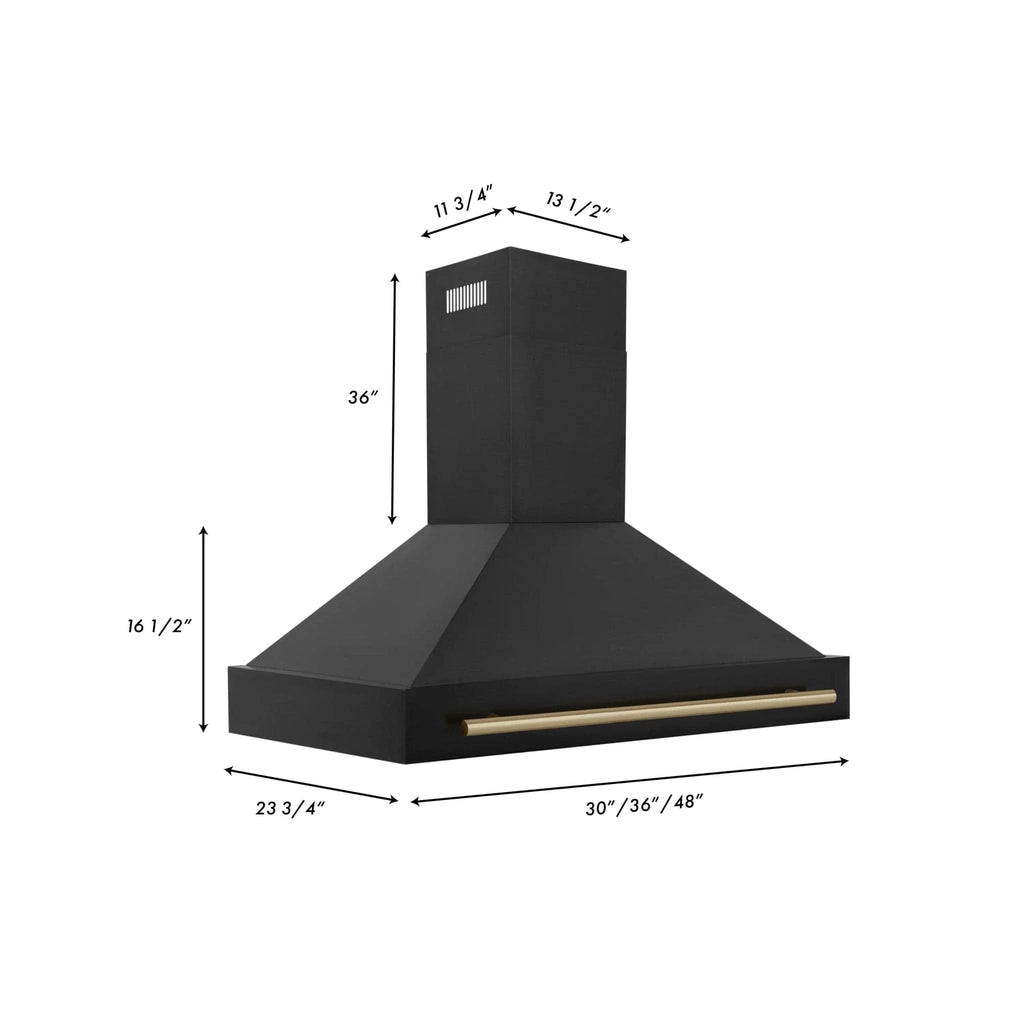ZLINE 48" Autograph Black Stainless Wall Range Hood, BS655Z-48-G