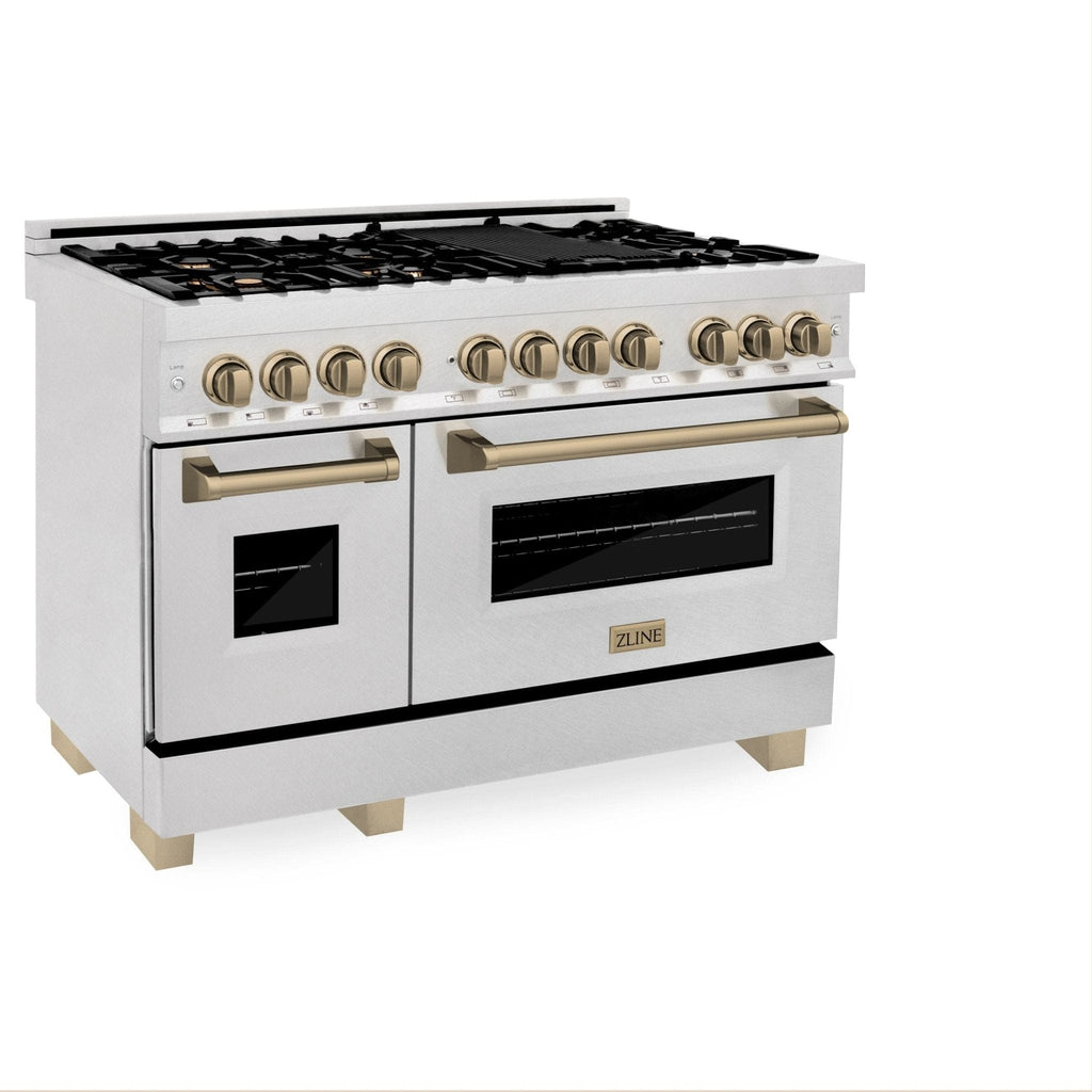 ZLINE 48" Autograph Dual Fuel Range, DuraSnow, Bronze, RASZ-SN-48-CB