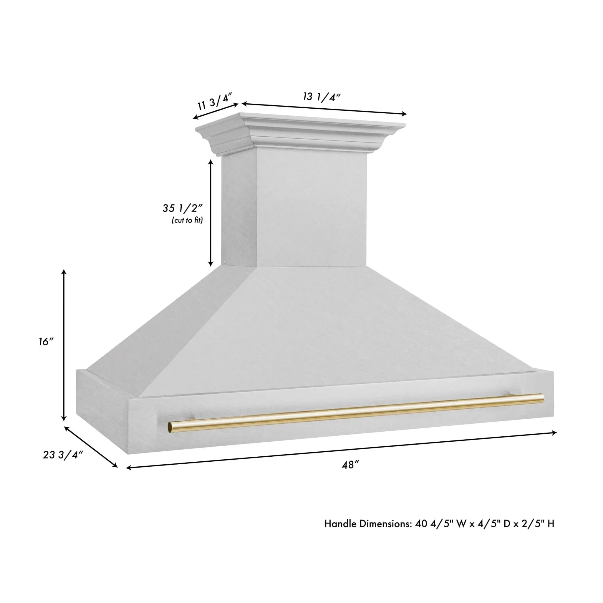 ZLINE 48" Autograph DuraSnow Stainless Steel Hood 8654SNZ-48-G