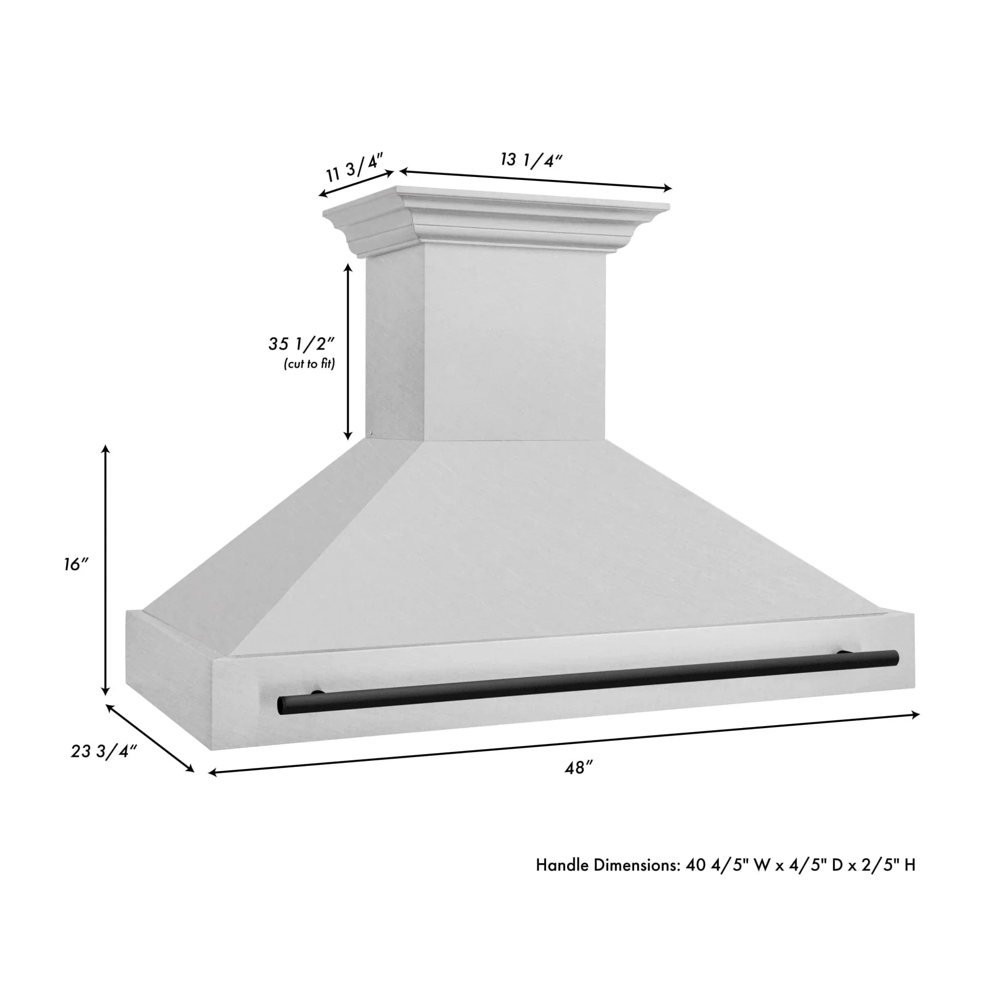 ZLINE 48" Autograph DuraSnow Stainless Steel Hood 8654SNZ-48-MB