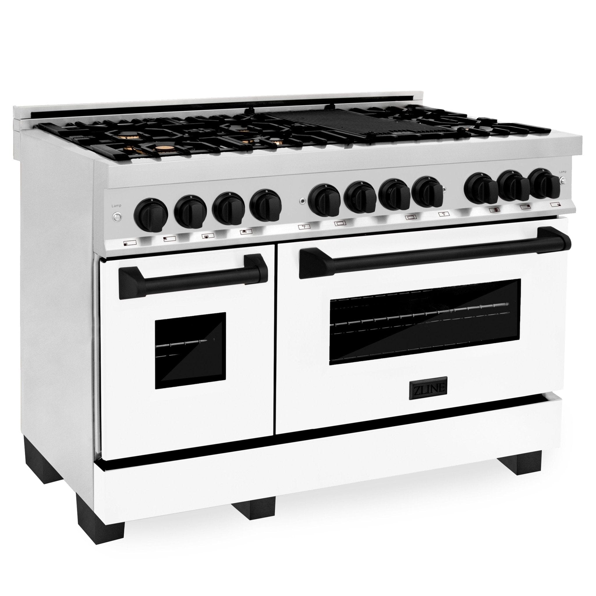 ZLINE 48" Autograph Edition, Dual Fuel Range, White Door, RAZ-WM-48-MB