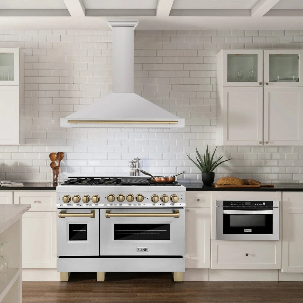 ZLINE 48" Autograph Edition Stainless Steel Range Hood with Stainless Steel Shell and Champagne Bronze Accents KB4STZ-48-CB