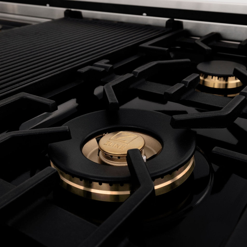 ZLINE 48" Autograph Porcelain Rangetop, Stainless, Gold, RTZ-48-MB