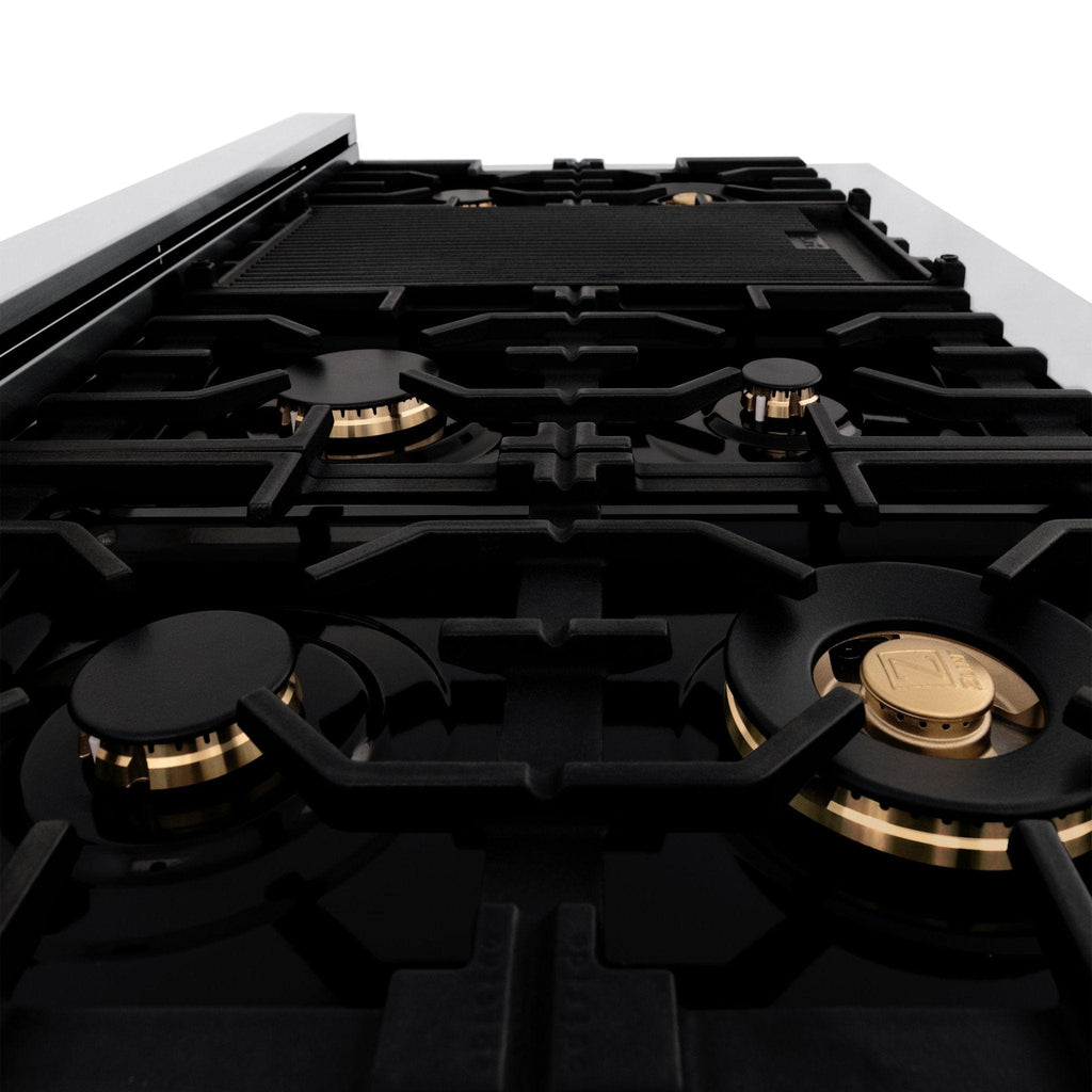 ZLINE 48" Autograph Porcelain Rangetop, Stainless, Gold, RTZ-48-MB