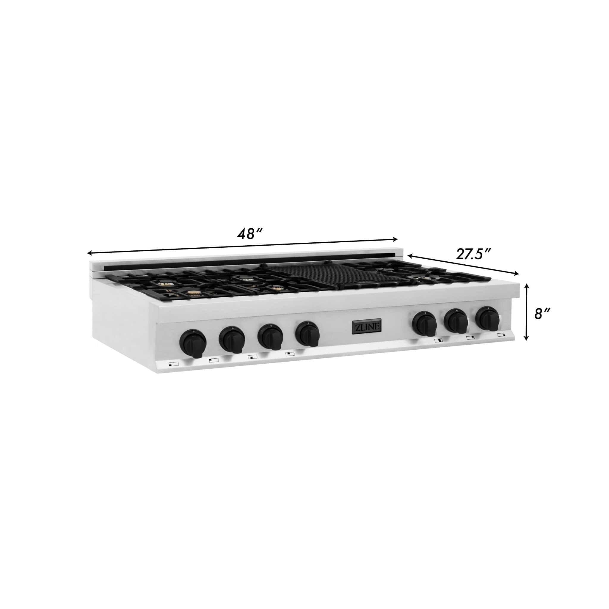 ZLINE 48" Autograph Porcelain Rangetop, Stainless, Gold, RTZ-48-MB