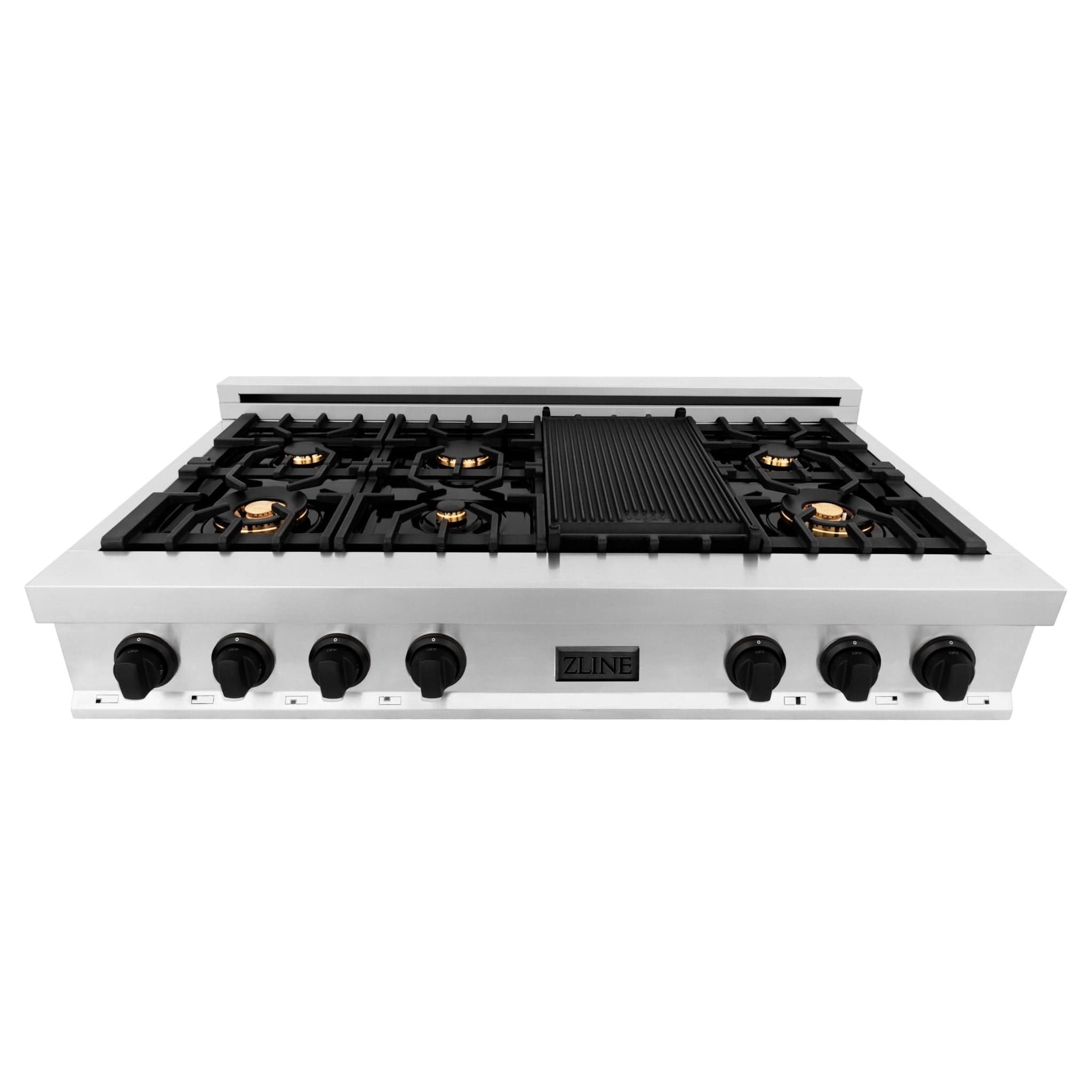 ZLINE 48" Autograph Porcelain Rangetop, Stainless, Gold, RTZ-48-MB