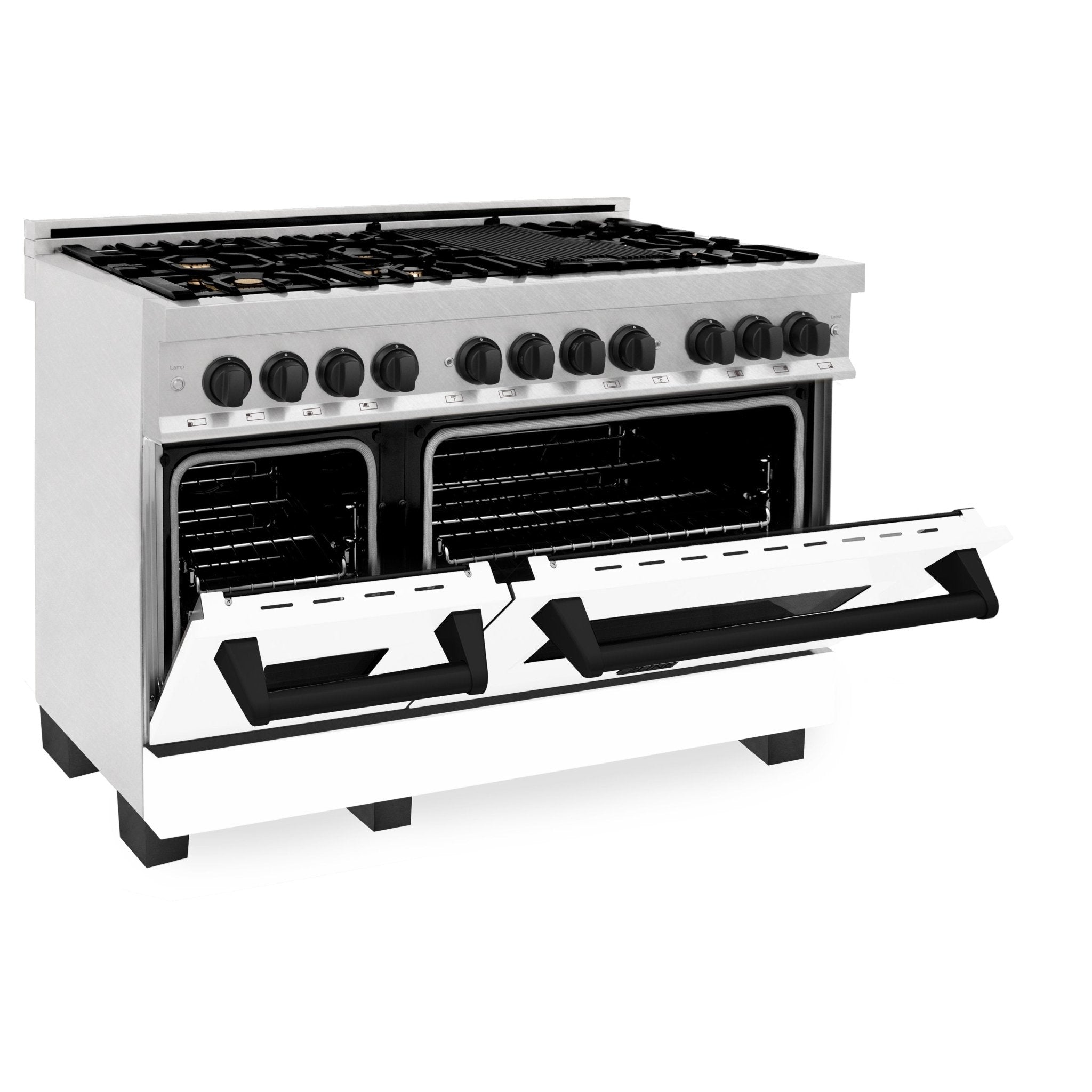 ZLINE 48" Autograph, Range, Dual Fuel, White door, RASZ-WM-48-MB