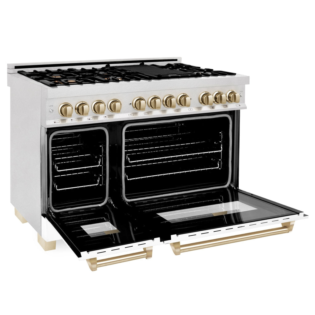 ZLINE 48" Autograph, Range, Dual Fuel, White Matte Door RAZ-WM-48-G