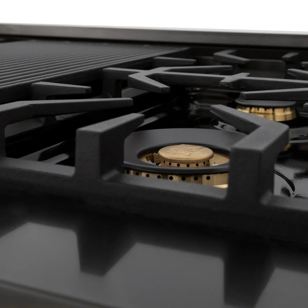 ZLINE 48" Autograph Rangetop, Black Stainless, Champagne Bronze Accents, RTBZ-48-CB