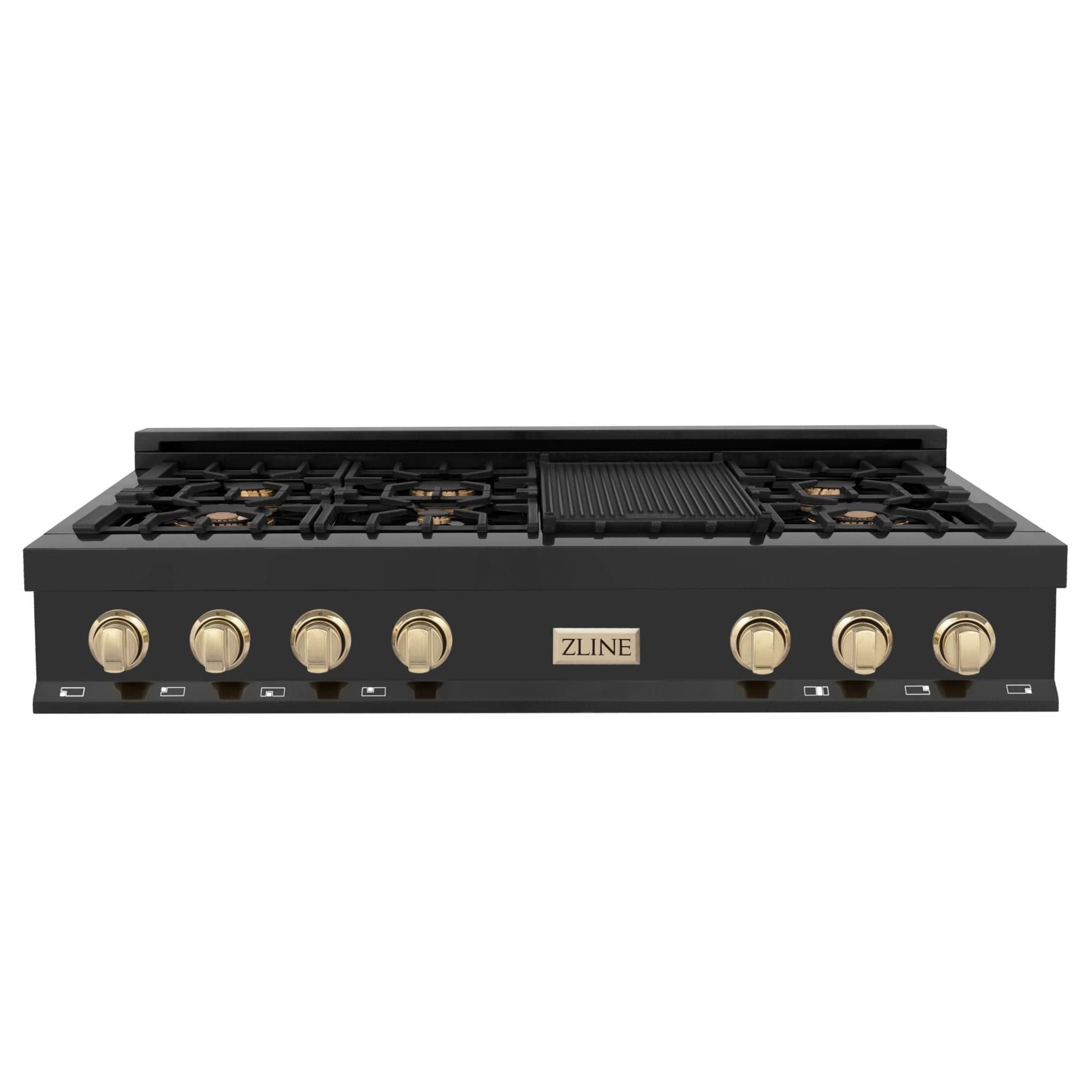 ZLINE 48" Autograph Rangetop, Black Stainless, Gold Accents, RTBZ-48-G