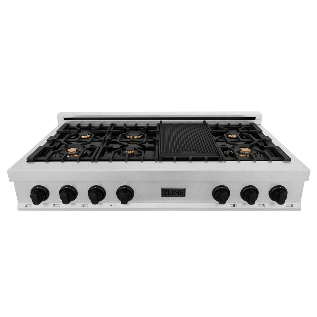 ZLINE 48" Autograph Rangetop, DuraSnow, Gold Accents RTSZ-48-MB