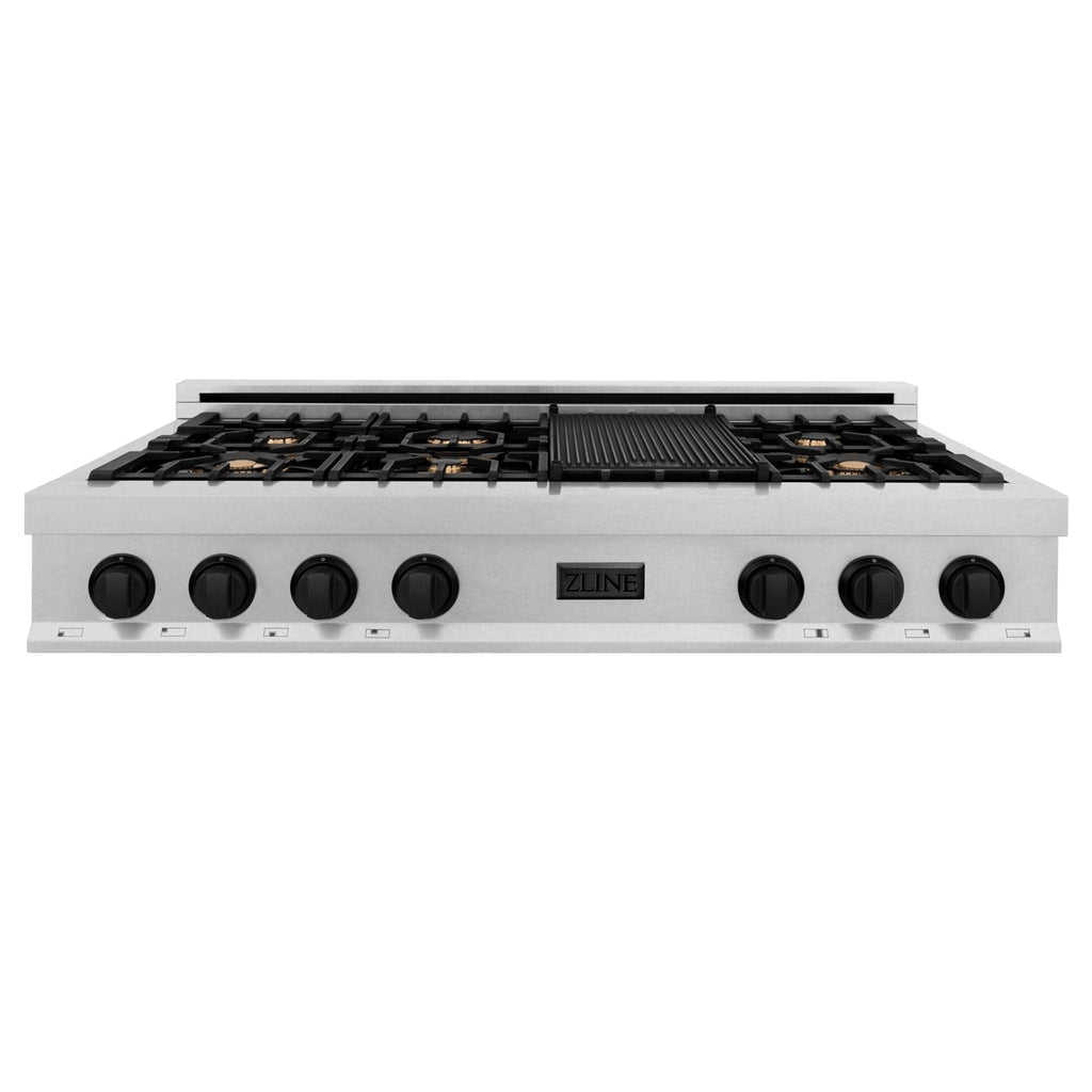 ZLINE 48" Autograph Rangetop, DuraSnow, Gold Accents RTSZ-48-MB