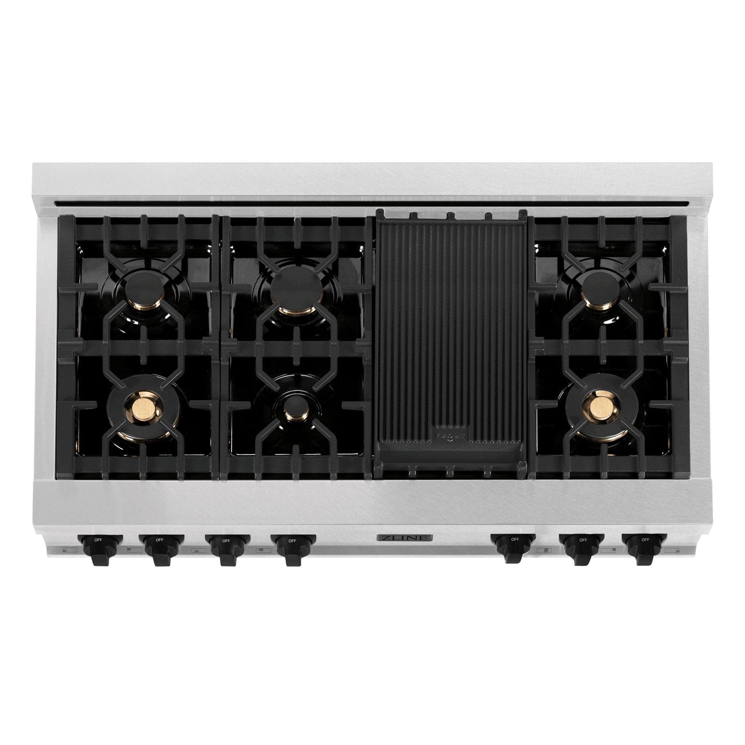 ZLINE 48" Autograph Rangetop, DuraSnow, Gold Accents RTSZ-48-MB