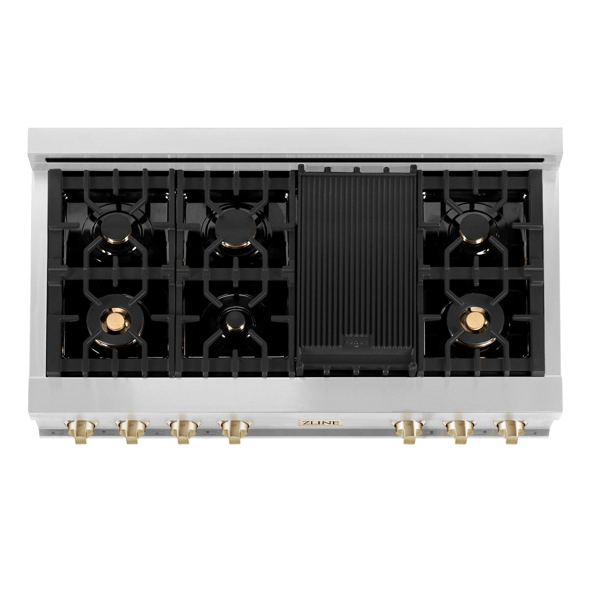 ZLINE 48" Autograph Rangetop, Stainless, Gold Accents, RTZ-48-G