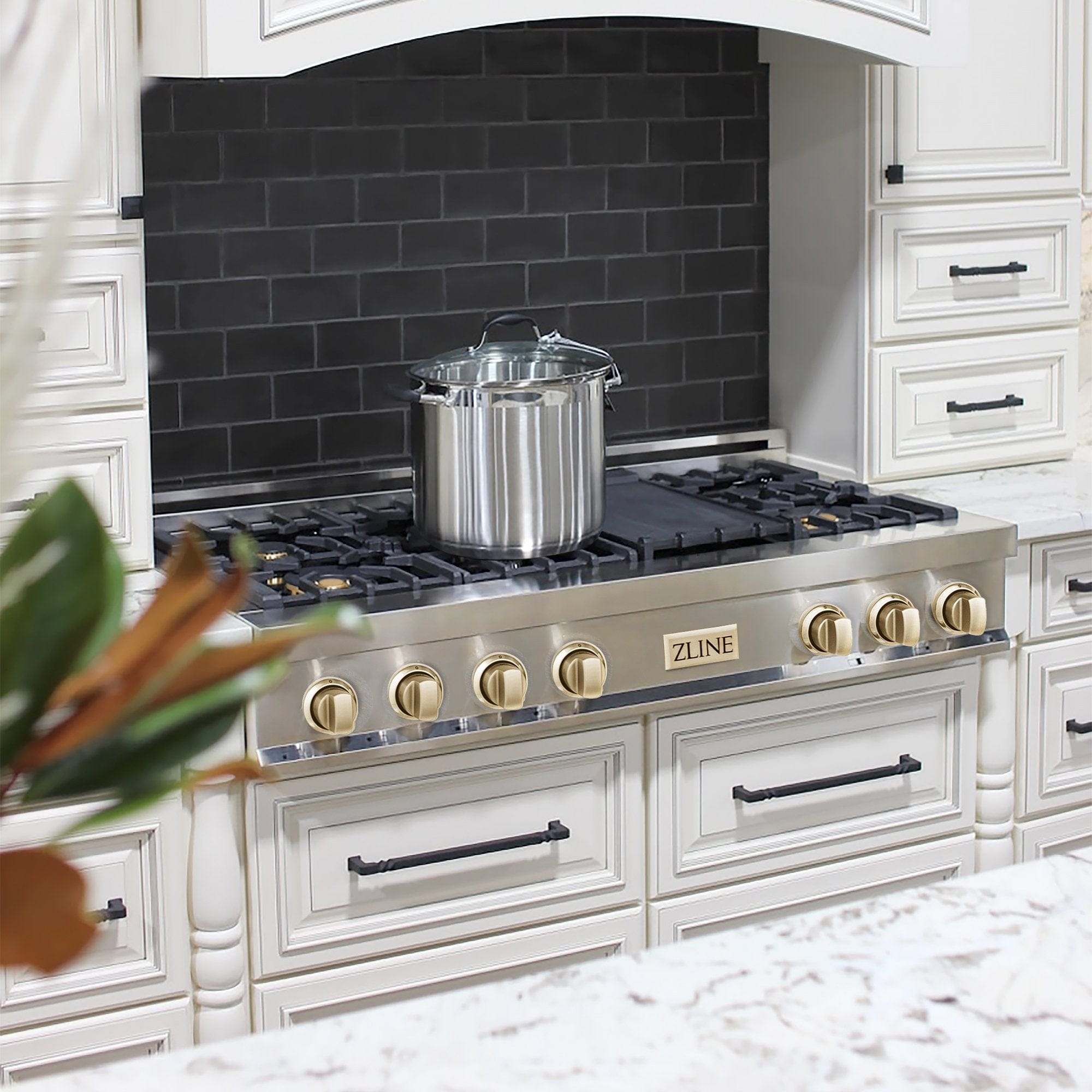 ZLINE 48" Autograph Rangetop, Stainless, Gold Accents, RTZ-48-G