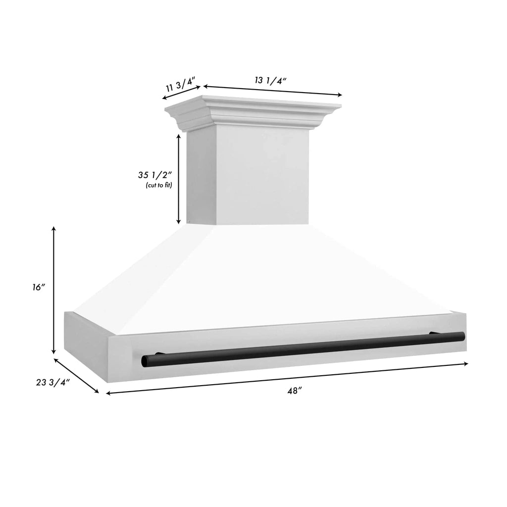 ZLINE 48" Autograph Stainless Wall Range Hood, 8654STZ-WM48-MB