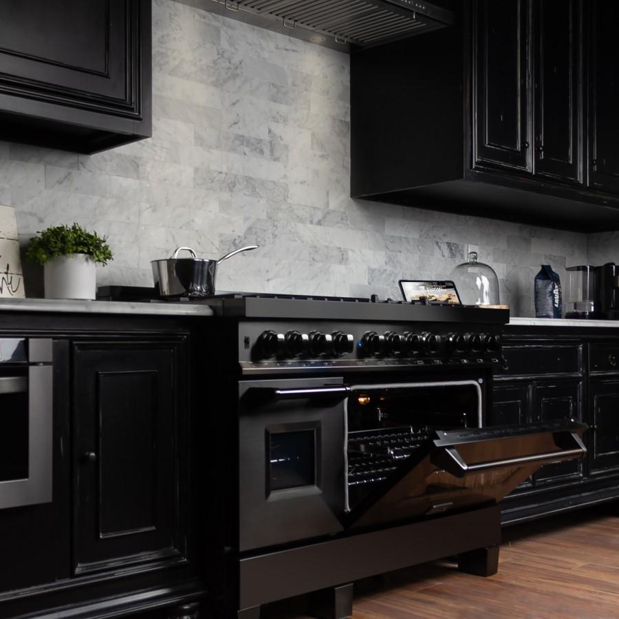 ZLINE 48" Black Stainless, Gas Burner, Electric Oven Range, RAB-48