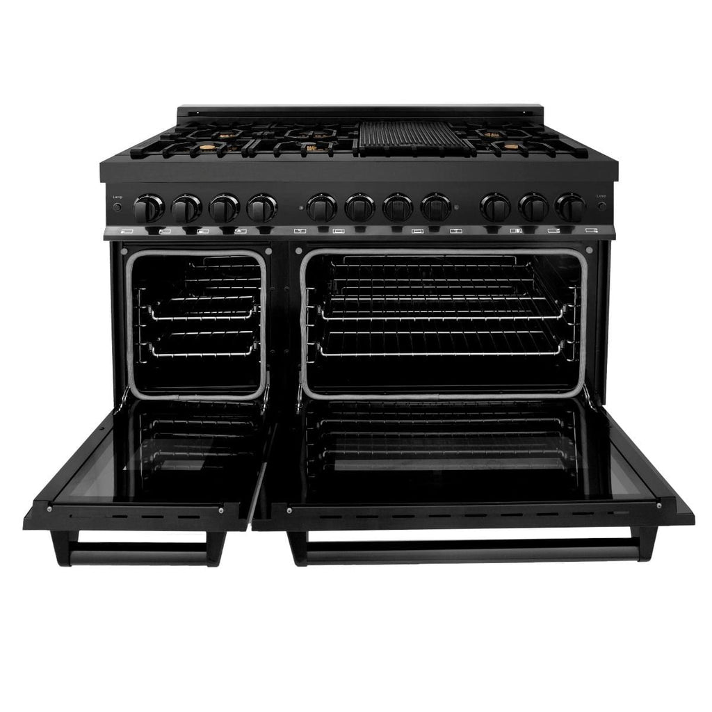 ZLINE 48" Black Stainless,Gas/Electric Range, Brass Burners, RAB-BR-48
