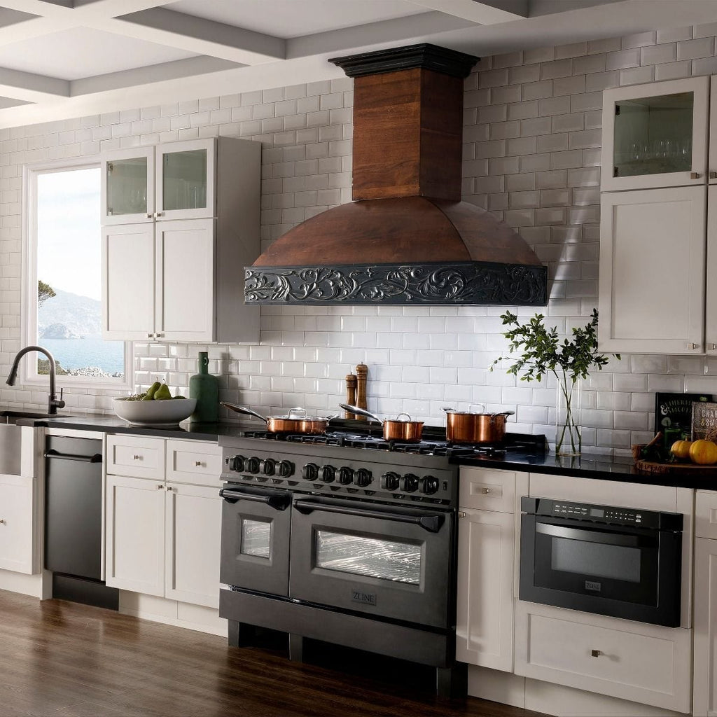 ZLINE 48" Black Stainless,Gas/Electric Range, Brass Burners, RAB-BR-48