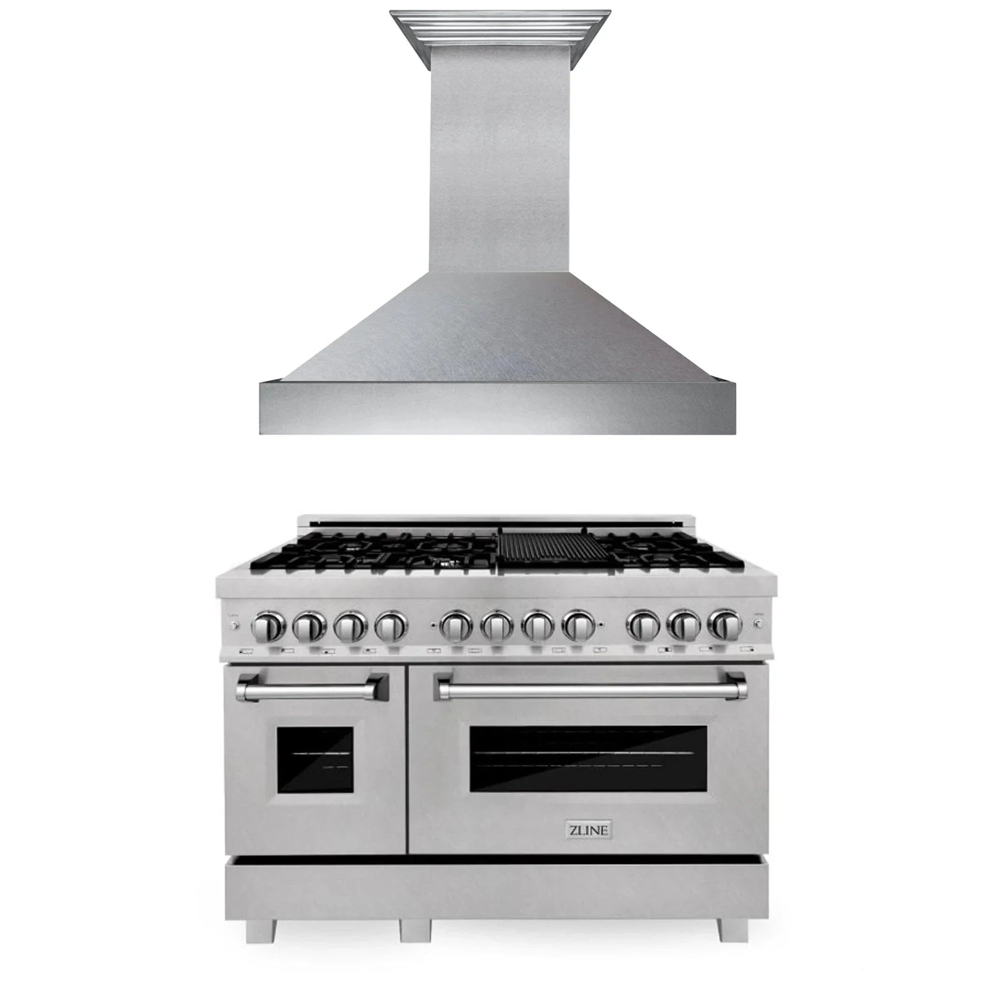 ZLINE 48" Bundle Range RAS-SN-48 & Range Hood 8654SN-48, 2KP-RASSNRH48