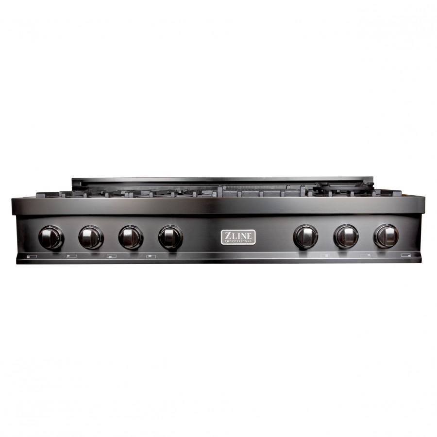ZLINE 48" Ceramic Rangetop in Black Stainless with 7 Gas Burners, RTB-48