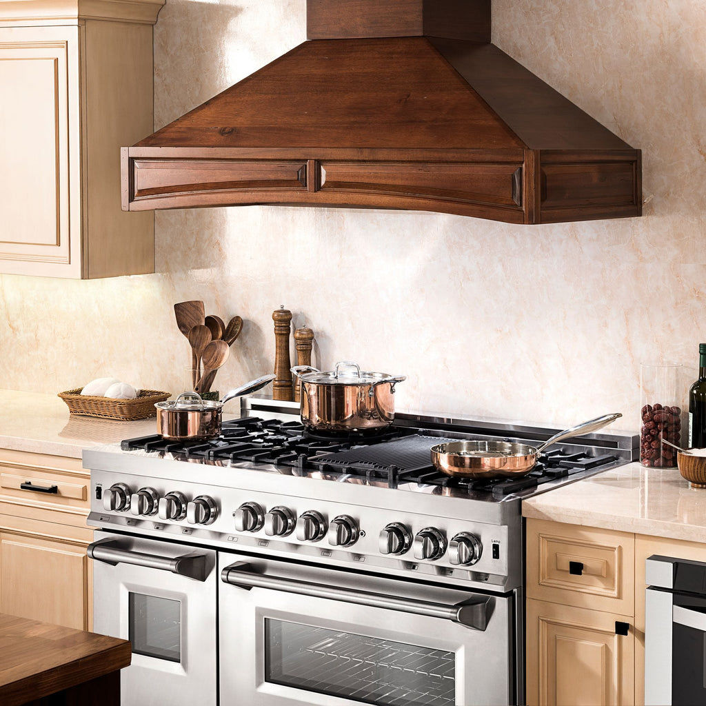 ZLINE 48" Dual Fuel Range, DuraSnow Stainless, Brass Burners, RAS-SN-BR-48