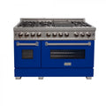 ZLINE 48" Dual Fuel Range Snow Stainless, Blue Matte Door, RAS-BM-48