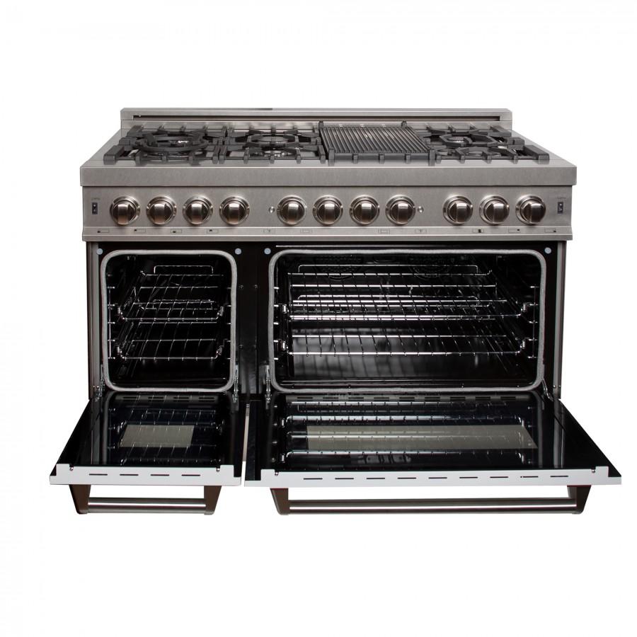 ZLINE 48" Dual Fuel Range Snow Stainless, White Matte Door, RAS-WM-48