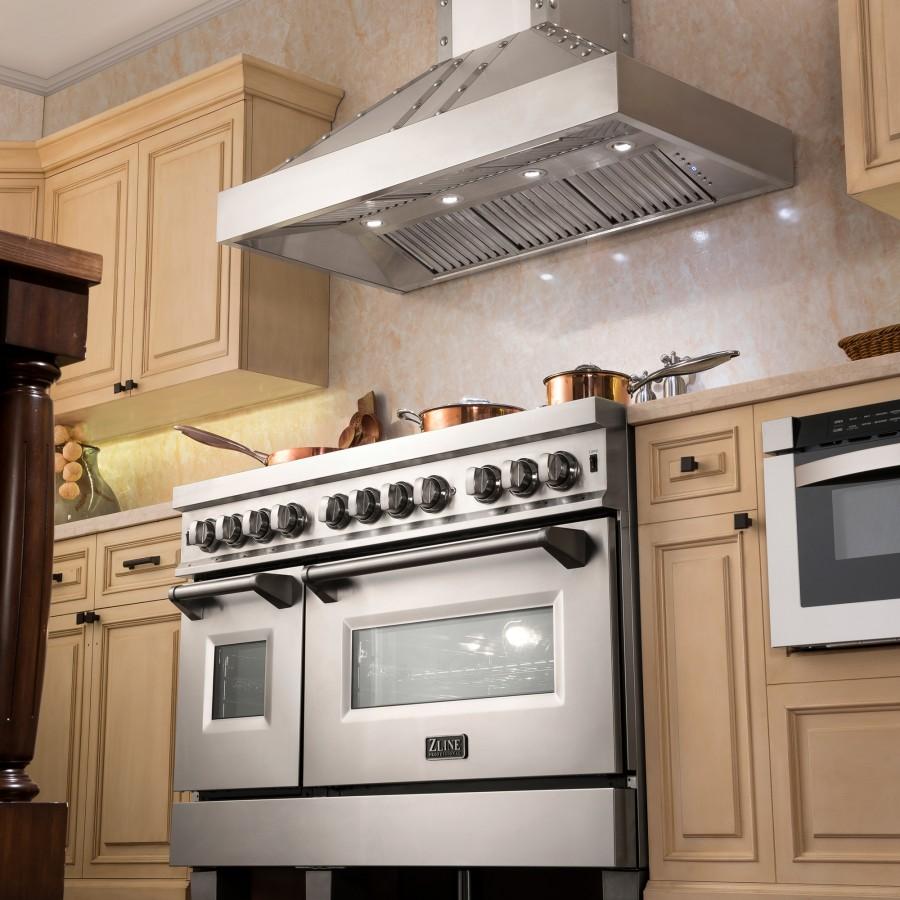 ZLINE 48" Dual Fuel Snow Stainless Range, Snow Stainless Door, RAS-SN-48