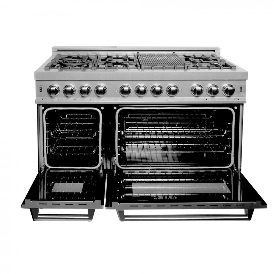 ZLINE 48" Dual Fuel Snow Stainless Range, Snow Stainless Door, RAS-SN-48