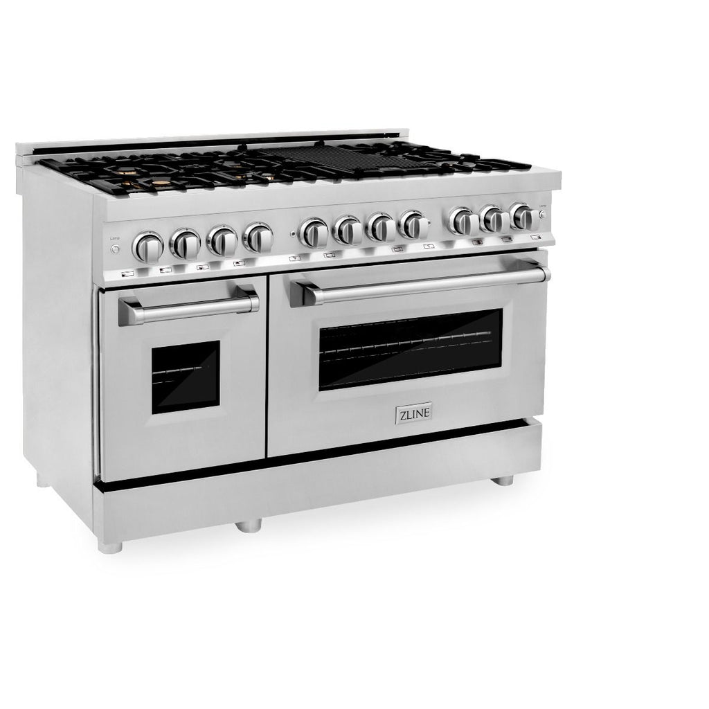ZLINE 48" Gas Burner/Electric Oven Range Stainless, Brass Burners, RA-BR-48