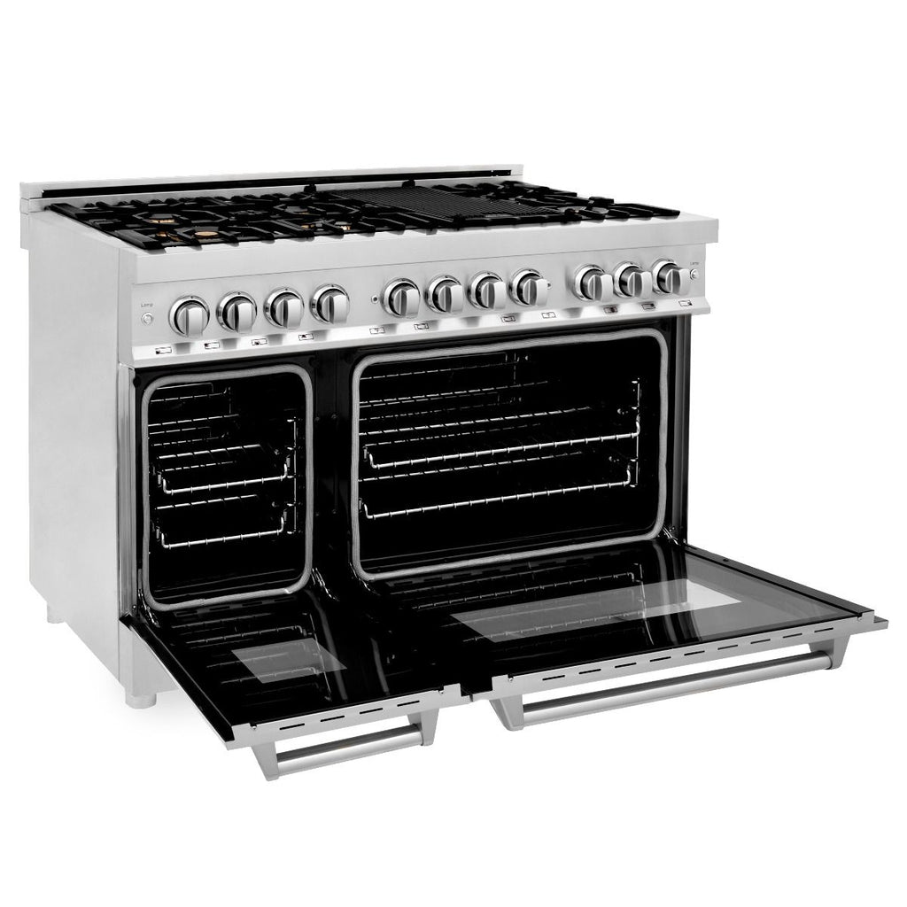 ZLINE 48" Gas Burner/Electric Oven Range Stainless, Brass Burners, RA-BR-48