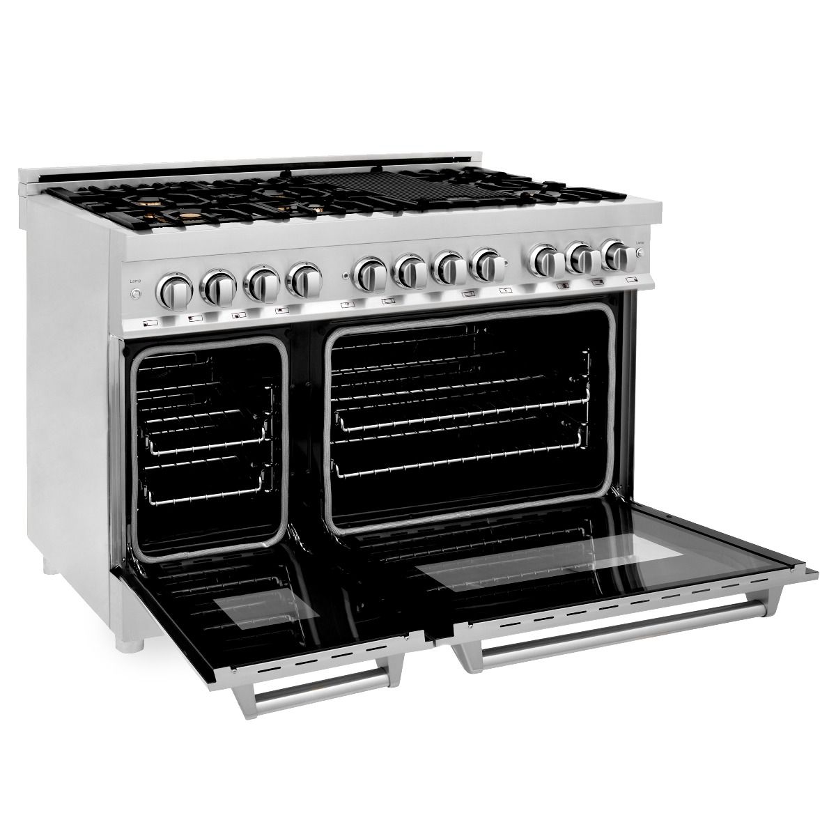 ZLINE 48" Gas Burner/Electric Oven Range Stainless, Brass Burners, RA-BR-48