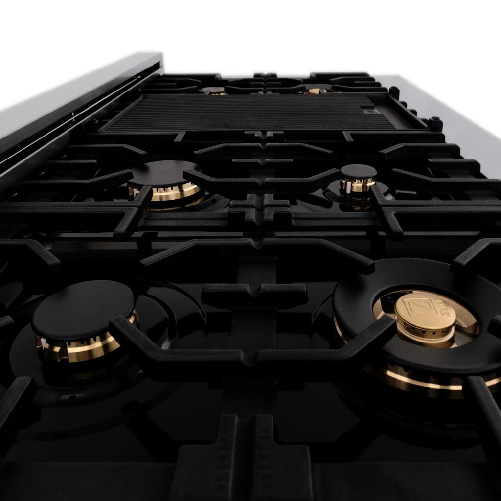 ZLINE 48" Gas Burner/Electric Oven Range Stainless, Brass Burners, RA-BR-48