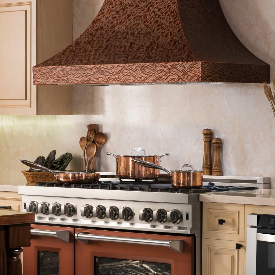 ZLINE 48" Hand-Hammered Copper Finish Wall Range Hood, 8632H-48