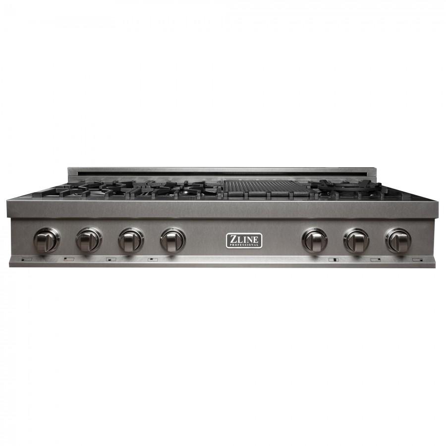 ZLINE 48 in. Porcelain Rangetop in Snow Stainless, 7 Gas Burners, RTS-48