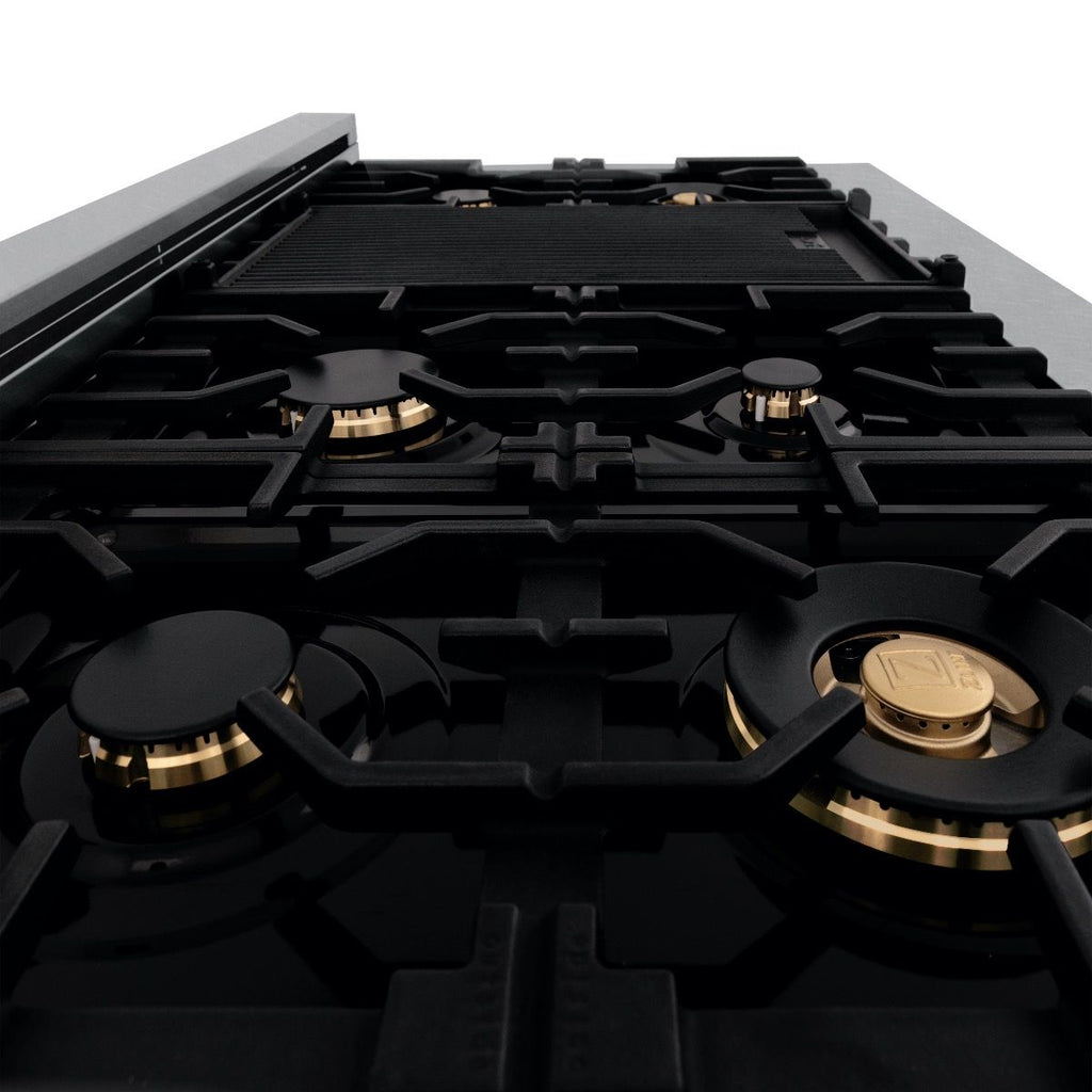 ZLINE 48" Porcelain Rangetop, DuraSnow®, 7 Brass Burners, RTS-BR-48