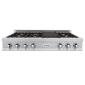 ZLINE 48" Porcelain Rangetop, DuraSnow®, 7 Brass Burners, RTS-BR-48