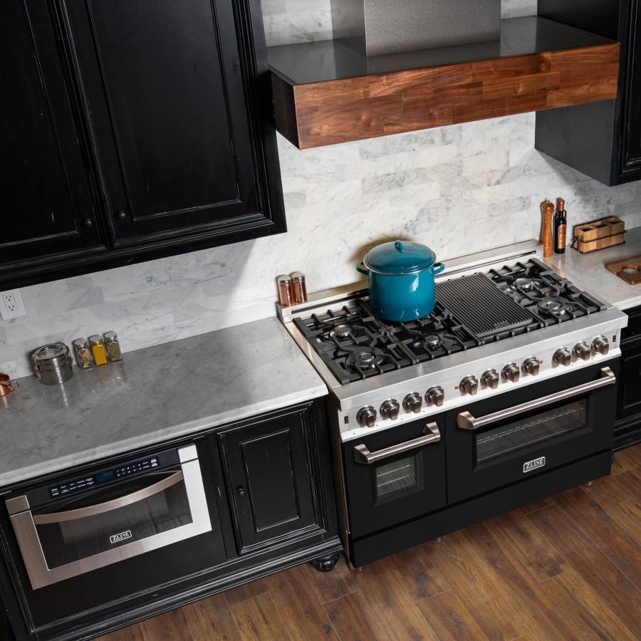ZLINE 48" Professional Dual Fuel Range with Black Matte Door, RA-BLM-48