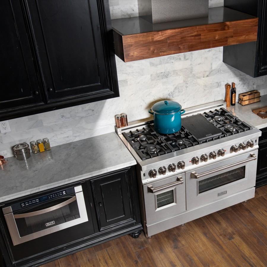 ZLINE 48" Professional Dual Fuel Range with Snow Finish Door, RA-SN-48
