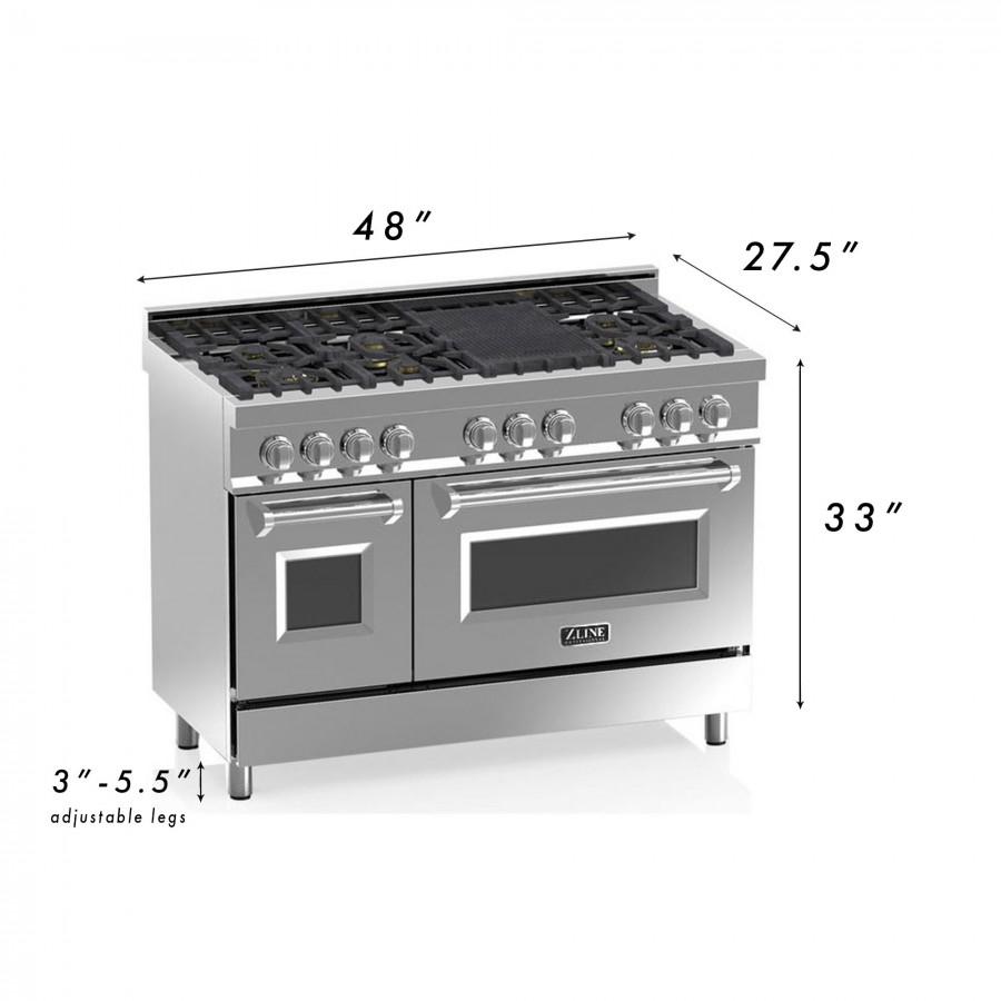 ZLINE 48" Professional Dual Fuel Range with White Matte Door, RA-WM-48