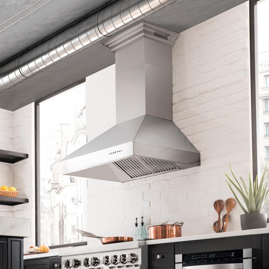 ZLINE 48" Professional Wall Range Hood, Built-in CrownSound® Bluetooth Speakers, 697CRN-BT-48