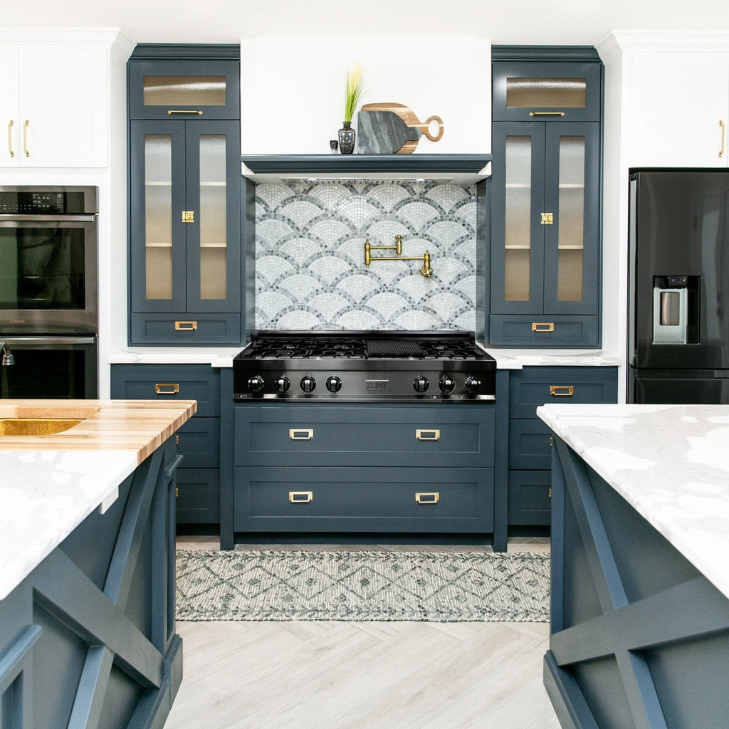 ZLINE 48" Rangetop, Black Stainless, Brass Burners, RTB-BR-48