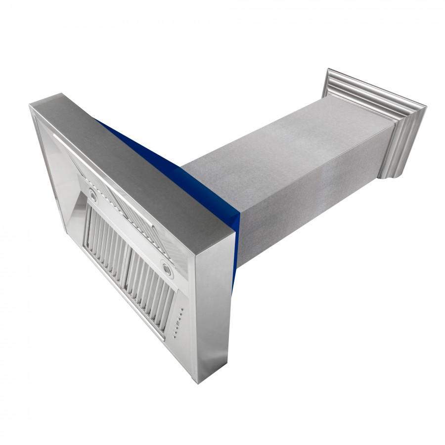 ZLINE 48" Snow Finish Wall Range Hood, Blue Gloss Shell, 8654BG-48