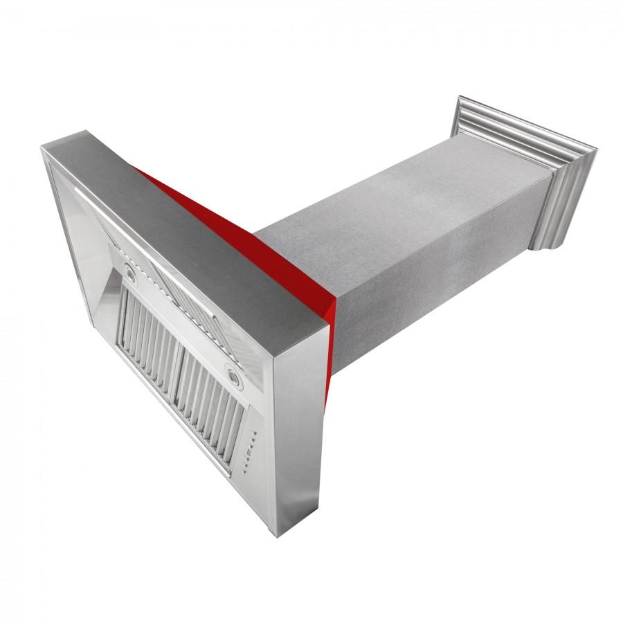 ZLINE 48" Snow Finish Wall Range Hood, Red Matte Shell, 8654RM-48