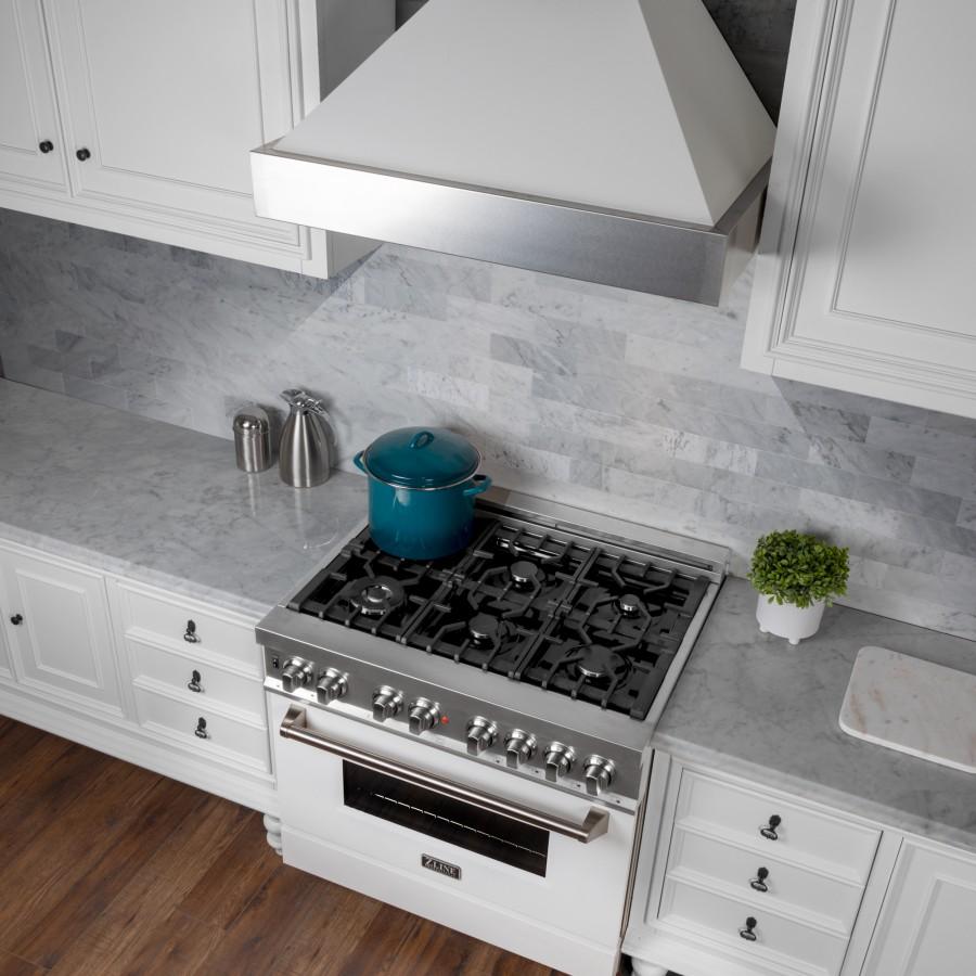 ZLINE 48" Snow Finish Wall Range Hood, White Matte Shell, 8654WM-48