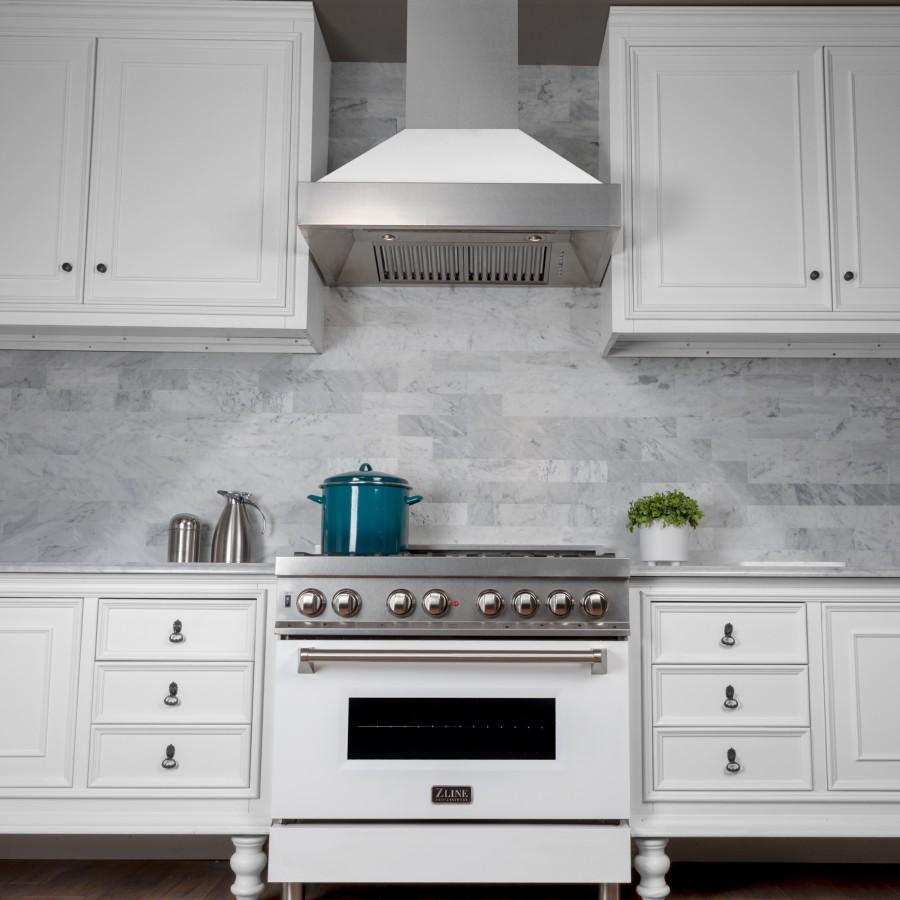 ZLINE 48" Snow Finish Wall Range Hood, White Matte Shell, 8654WM-48