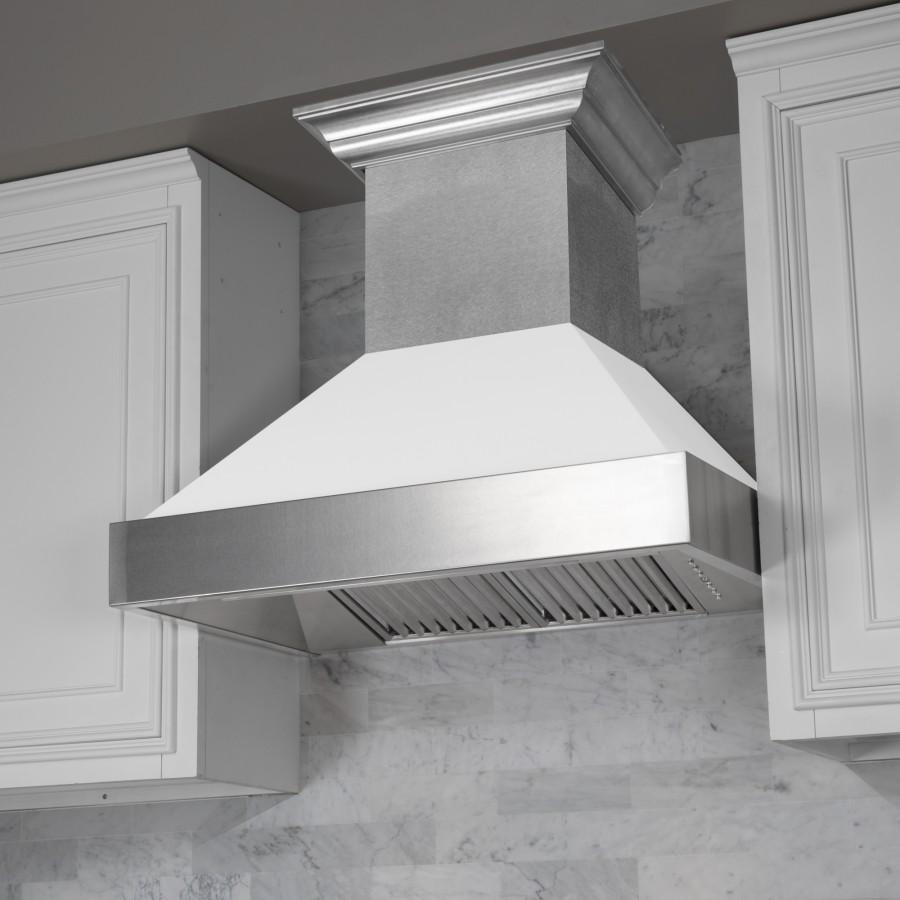 ZLINE 48" Snow Finish Wall Range Hood, White Matte Shell, 8654WM-48