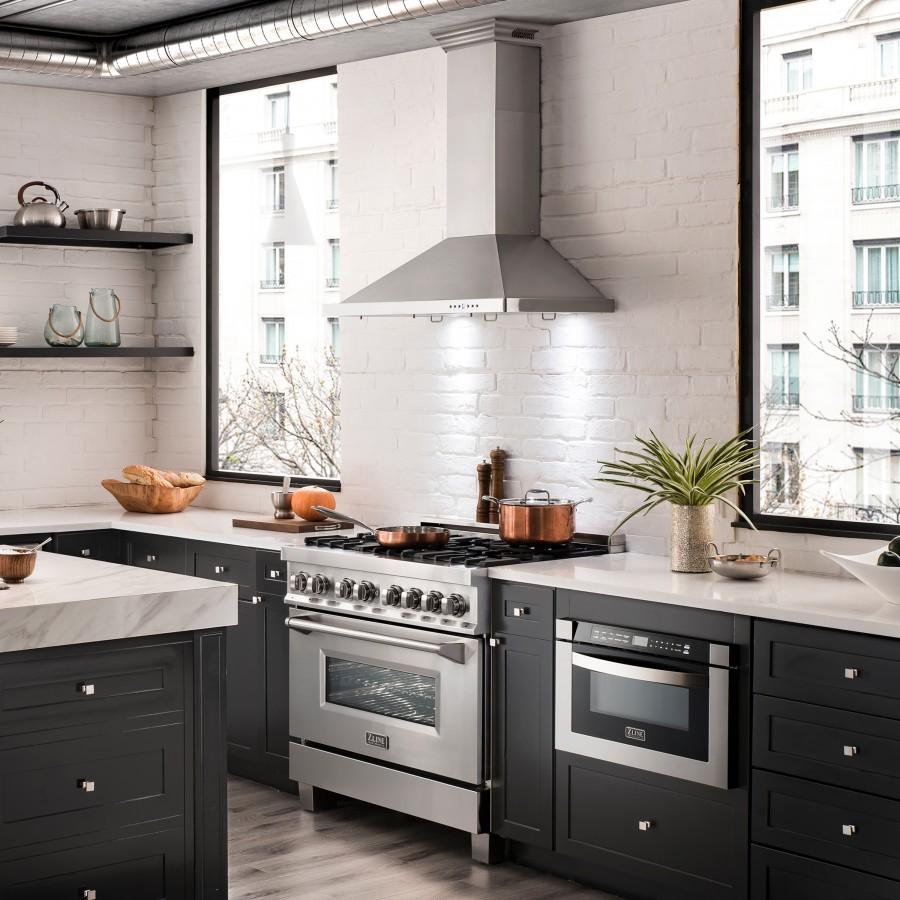 ZLINE 48" Wall Range Hood, Built-in CrownSound® Bluetooth Speakers, KBCRN-BT-48