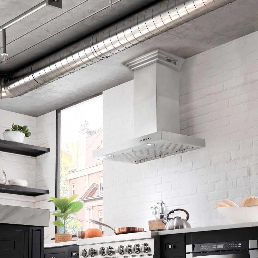 ZLINE 48" Wall Range Hood, Built-in CrownSound® Bluetooth Speakers, KECRN-BT-48